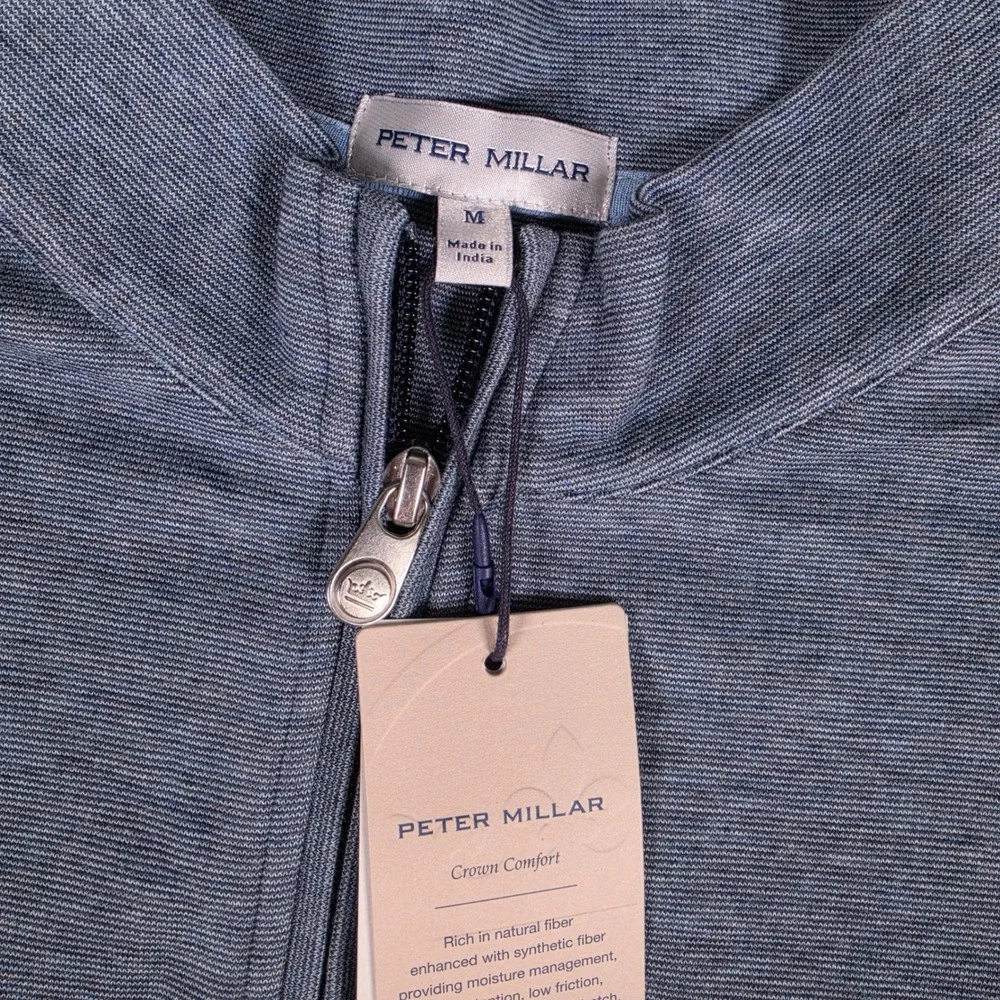Peter Millar Crown Comfort Interlock 1/4 Zip Pullover Mens M Blue MF23K144 NWT